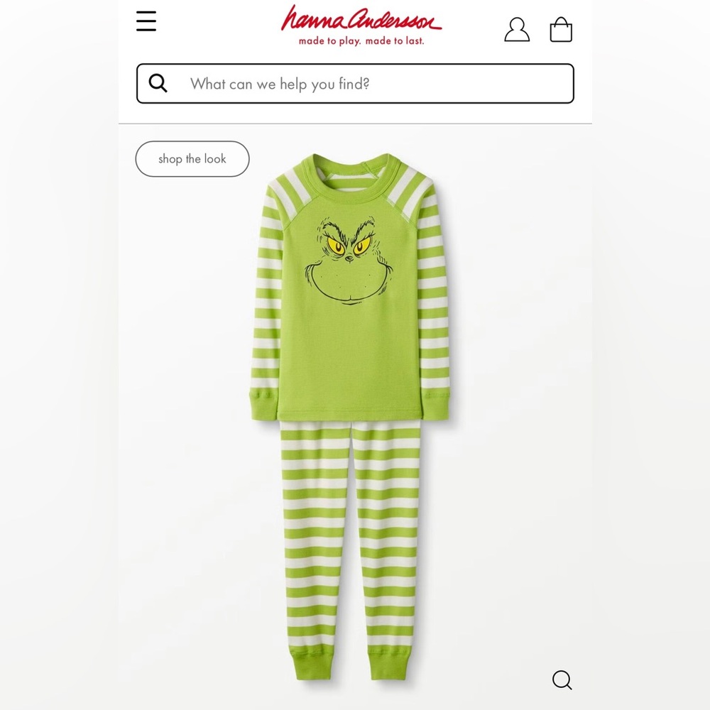 Hanna Andersson Green Grinch Pajama Set sz 14-16